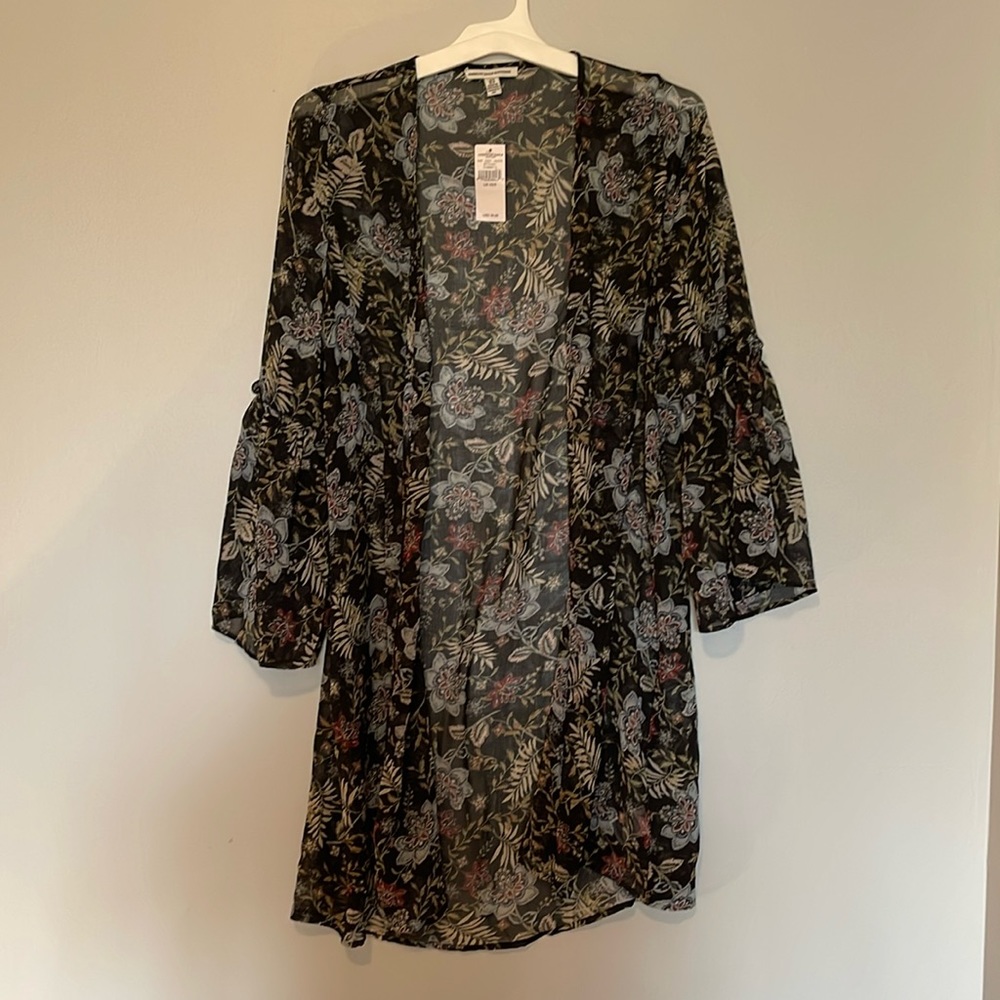 Floral black sheer duster.